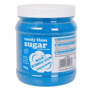 Kolorowy cukier do waty cukrowej niebieski o smaku gumy balonowej 1kg