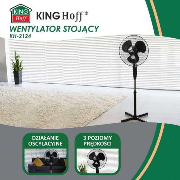 WENTYLATOR WIATRAK STOJĄCY PODŁOGOWY KINGCOOL KC-2124 czarny