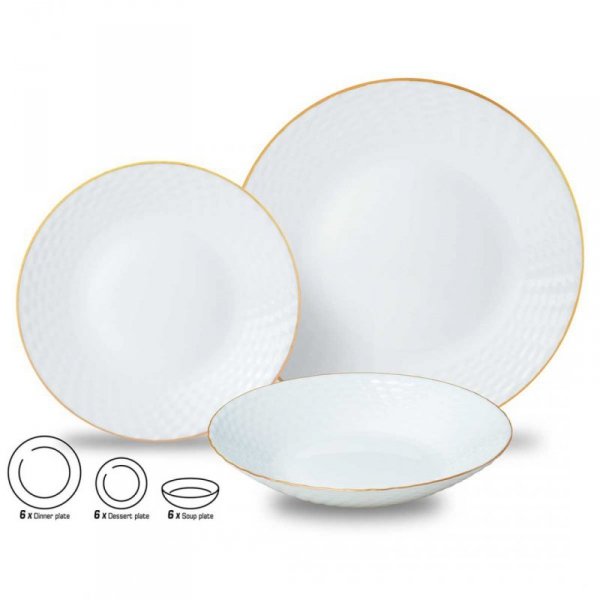 KOMPLET OBIADOWY OPAL DLA 6 OSÓB 18 ELEM. KINGHOFF KH-1876