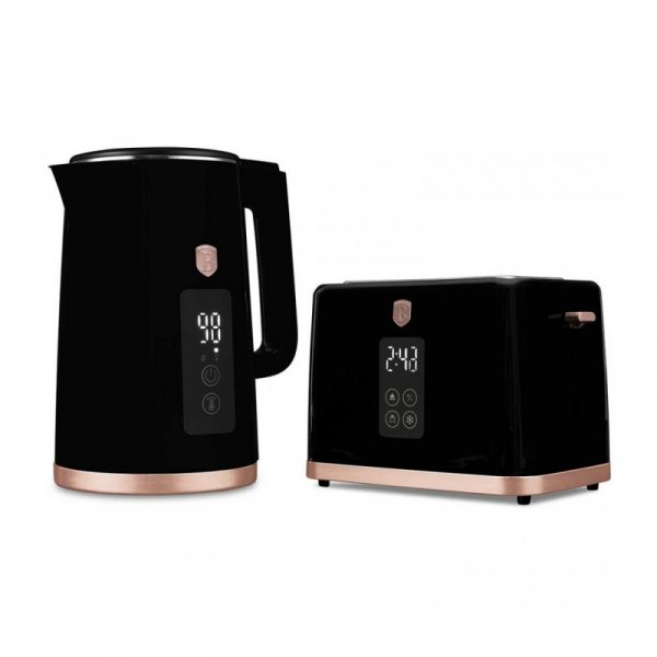 CZAJNIK ELEKTRYCZNY 1,7L + TOSTER CYFROWY BERLINGER HAUS BH-9540 BLACK ROSE