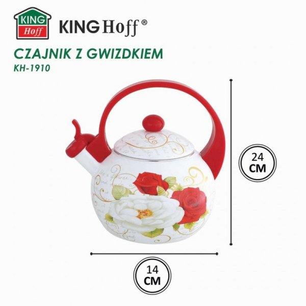 CZAJNIK EMALIOWANY 2L Z GWIZDKIEM KINGHOFF KH-1910