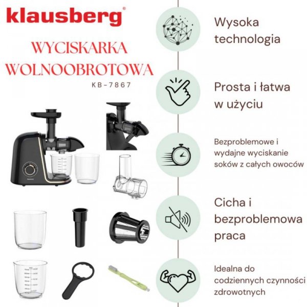 SOKOWIRÓWKA WYCISKARKA WOLNOOBROTOWA KLAUSBERG KB-7867