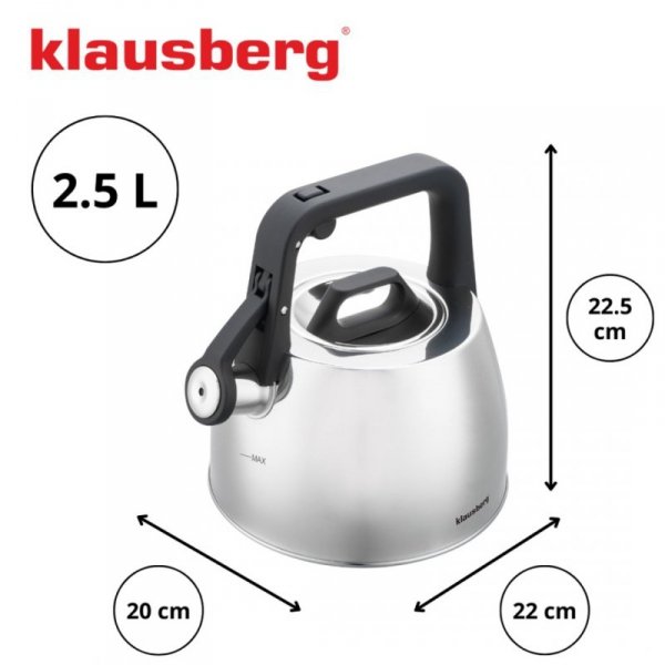 CZAJNIK STALOWY Z GWIZDKIEM 2,5L KLAUSBERG KB-7914