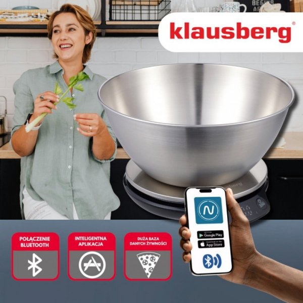 ELEKTRONICZNA WAGA KUCHENNA 5kg/1.8l KLAUSBERG KB-7939 Bluetooth