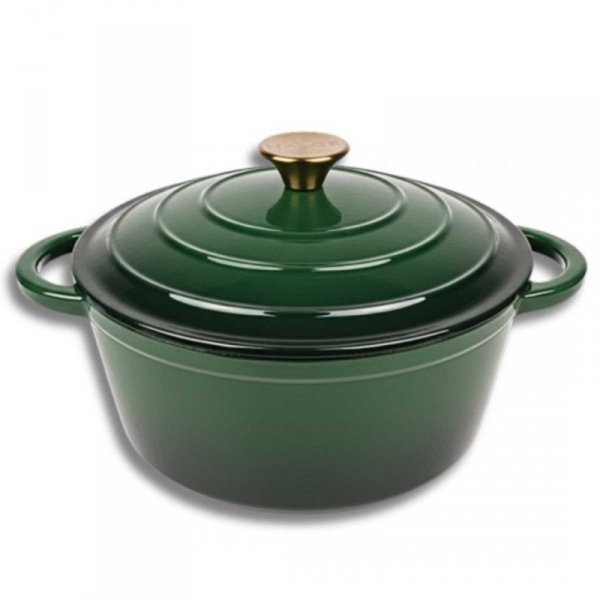 EMALIOWANY GARNEK ŻELIWNY 26cm 5L HAGE ZIELONY