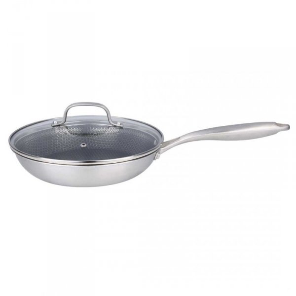 PATELNIA STALOWA Z POKRYWKĄ 30cm POWŁOKA PLASTER MIODU 5557