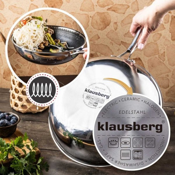 PATELNIA STALOWA WOK 28cm Z POWŁOKĄ PLASTER MIODU KLAUSEBRG KB-9024