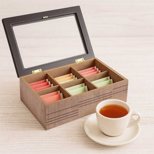 DREWNIANY POJEMNIK PUDEŁKO NA HERBATĘ EKSPRESOWĄ 154072