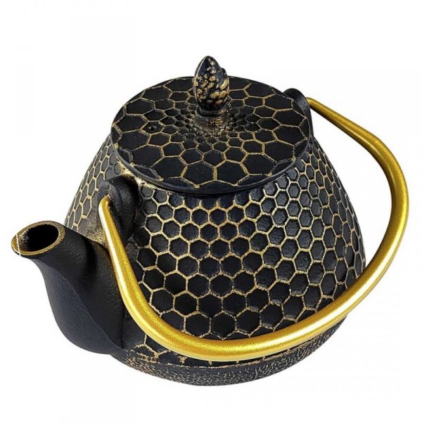 ZAPARZACZ ŻELIWNY DZBANEK ZŁOTY 900ml Z FILTREM i FILIŻANKAMI HAGE