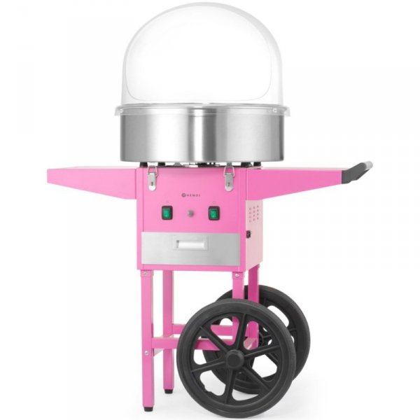 Maszyna urządzenie do waty cukrowej z wózkiem na kółkach bez pokrywy 1130 W - różowa