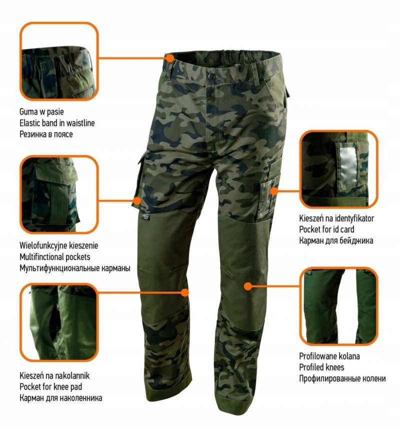 SPODNIE ROBOCZE CAMO moro leśnik długie NEO rozmiar XL