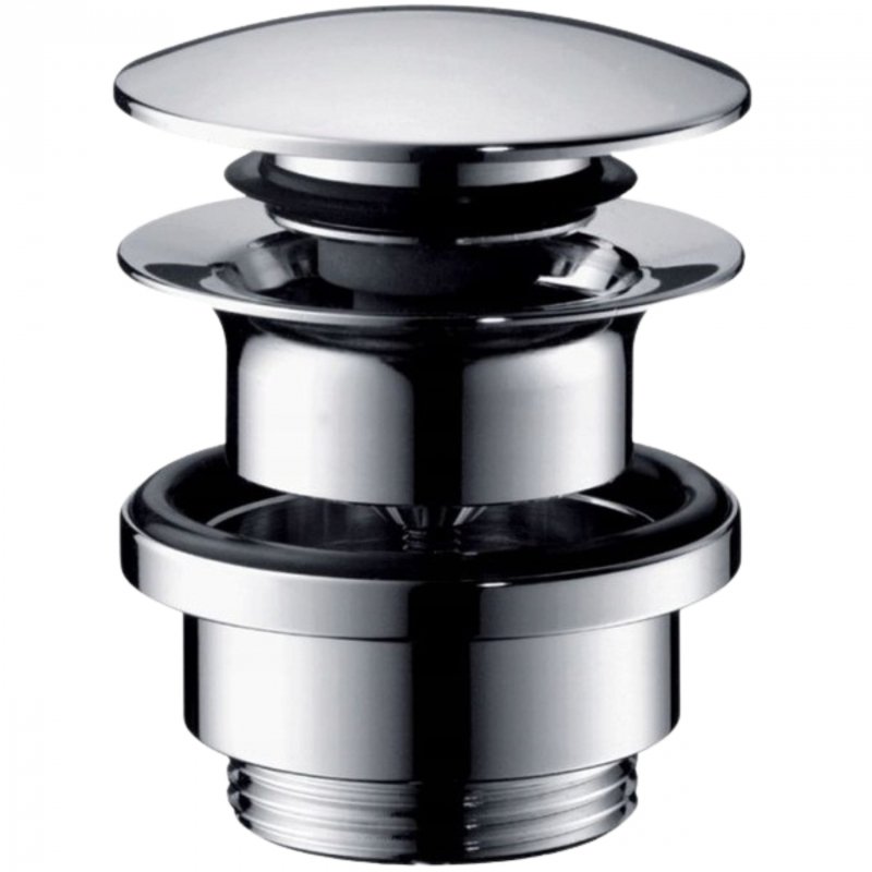Korek Klik-Klak Hansgrohe okrągły srebrny z przelewem – Elegancki Design