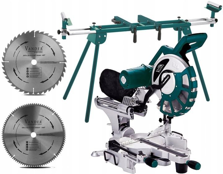 VANDER Piła ukośnica do drewna i aluminium 305mm 2000W WOLNY START + STÓŁ