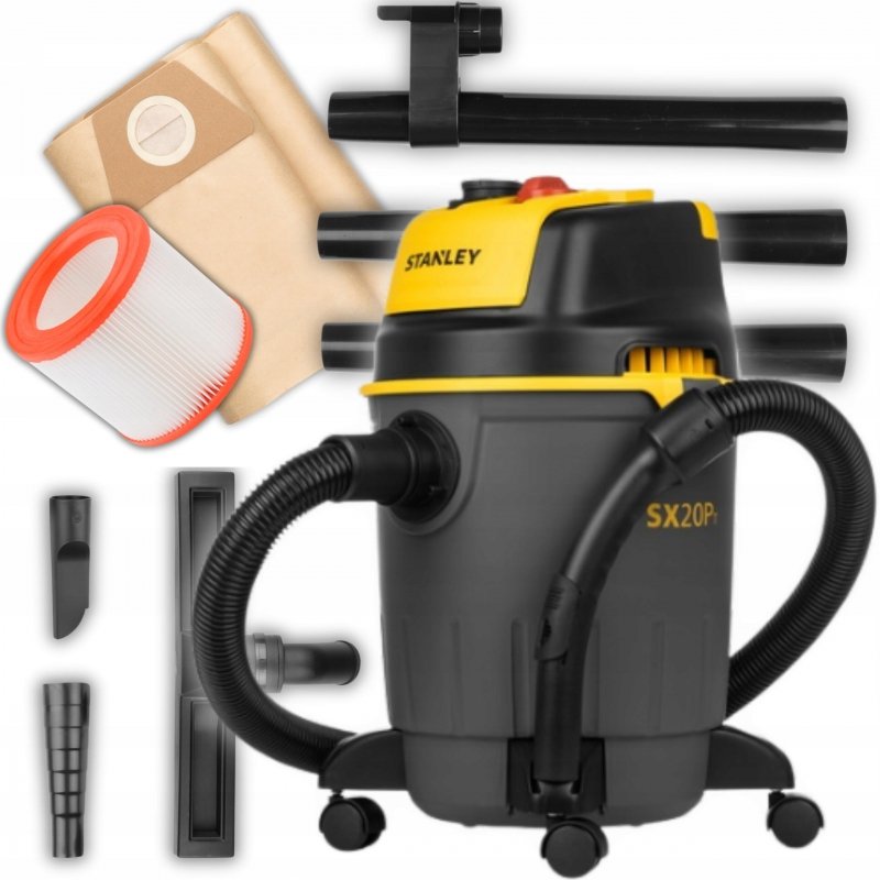 Odkurzacz przemysłowy 1200W z gniazdem 2000W 20L wąż 2m filtr HEPA STANLEY