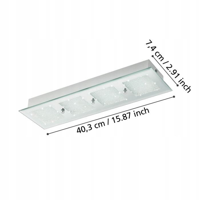 Lampa PLAFON LED szklana z kryształkami LUSTRO chrom IP20 ELEGANCKI DESIGN