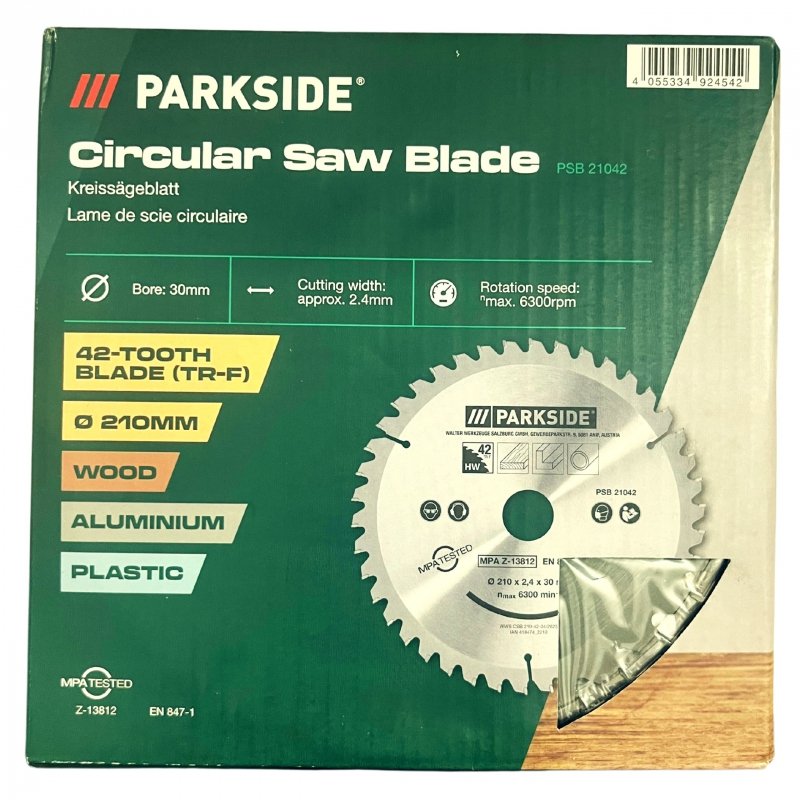 TARCZA DO UKOŚNICY PILARKI PARKSIDE 210mm/30mm 42 ZĘBY REDUKCJE 20mm 15mm