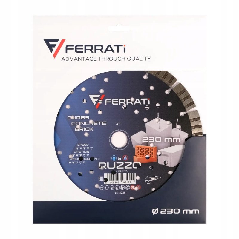 FERRATI RUZZO Tarcza diamentowa 230mm do cięcia twardych materiałów 1A1RSSW