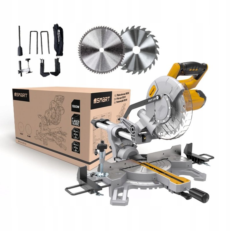 Piła ukośnica z posuwem 210mm 1500W LASER 2xTARCZA