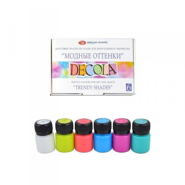 Zestaw farb do tkanin 6x20ml Decola Modne Odcienie
