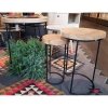 Wsuwane stoliki pomocnicze zestaw komplet stolików z metalu blat drewniany