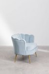 Nowoczesna sofa Keiko do salonu lub poczekalni w stylu glamour-złote nogi niebieska