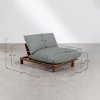zestaw ogrodowy Brina –SKLUM - drewniana sofa modułowa z pufą i stolikiem kawowym – kremowe poduszki, drewno akacjowe – Bellissima Casa