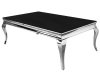 Srebrny stolik szklany czarny blat 130x70x45 cm 