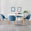 Krzesła do jadalni zestaw 4 niebieskich krzeseł do stołu w salonie metal, gąbka, aksamit