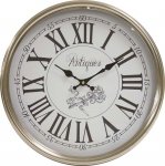Okrągły srebrny elegancki i klasyczny zegar na ścianę srebrny