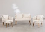 Zestaw mebli ogrodowych Beker meble na taras sofa + dwa fotele ogrodowa biel