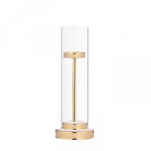 Świecznik złoty ze szklanym cylindrem niski