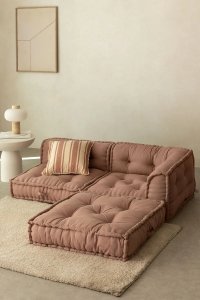 Sofa Modułowa 3 Częściowa Daisy Do Salonu Różowy