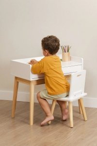 Biurko do pokoju dla małego dziecka Tomy Kid z szufladą drewniane białe