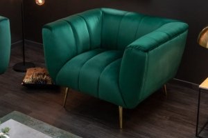 Fotel zielony - aksamit, metal