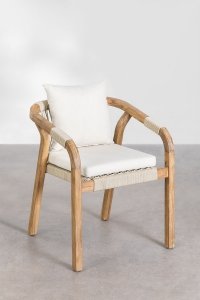 Krzesło ogrodowe Doha z podłokietnikami z drewna akacjowego - białe