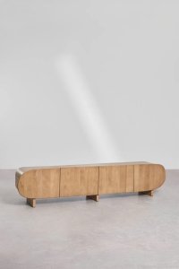 Szafka RTV Z Drewna Mango Agathe 220x40 cm - Naturalna – Nowoczesna Elegancja Do Salonu