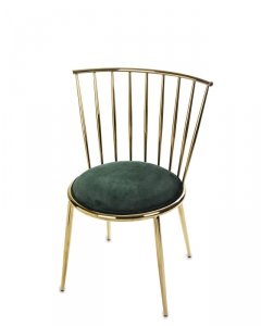 Proste złote eleganckie glamour krzesło metalowe z szerokim oparciem