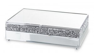 Prostokątna wykonana z lustrzanego szkła szkatułka dekoracyjny pojemnik na biżuterię