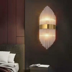 Dekoracyjny kinkiet Aldo lampa ścienna kryształowa złota do salonu sypialni gabinetu