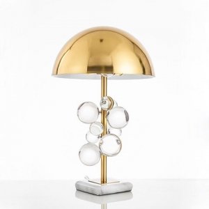Stylowa lampa stołowa Junko ze szkła, metalu i marmuru glamour 