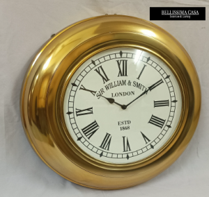 Okrągły zegar ścienny Sir William and Smith 53,5 cm złoty 