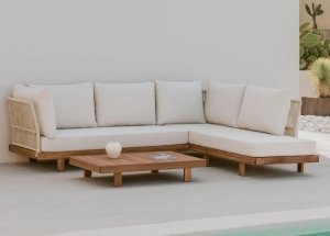 Zestaw Mebli Ogrodowych Dail Narożna Sofa Z Drewna Akacjowego 
