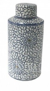 Wytworna ceramiczna waza Navy Rose biało niebieska