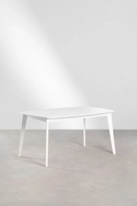 Prostokątny Stół Drewniany Elza 150x90 cm Do Jadalni Salonu Biały