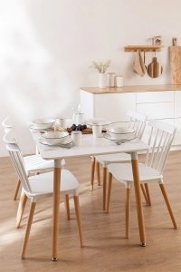 Zestaw mebli do jadalni Navy stół i 4 krzesła bukowe kolor biały
