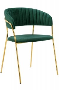 Krzesło ciemny zielony - welur, podstawa złota