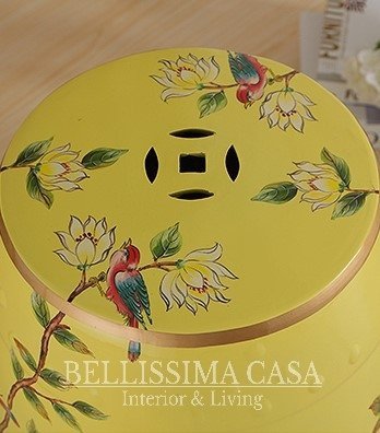 Stołek ceramiczny taboret w orientalnym stylu - Wielobarwny stolik pomocniczy do Twojego salonu
