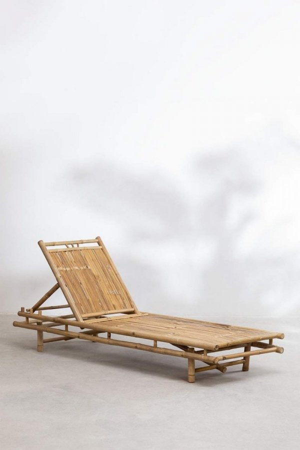 Ogrodowa leżanka bambusowa komfortowy leżak Lota na taras i basen