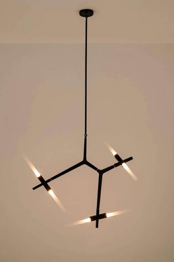 Lampa wisząca sufitowa Kandell 6 czarna - aluminium, szkło