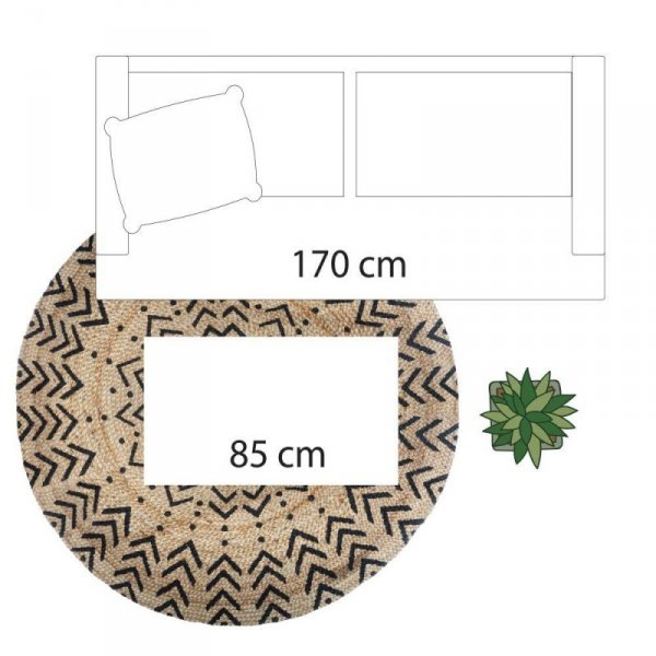 Okrągły dywan wzorzysty z juty solidny i trwały 120 cm